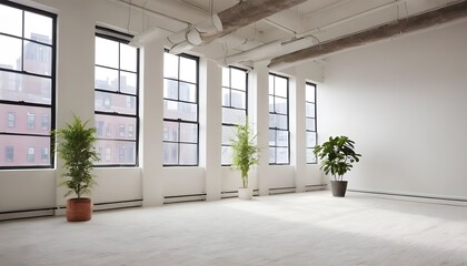 An empty loft livingroom penthouse NY,Madrid,London for Augmented reality mockup pattern frame