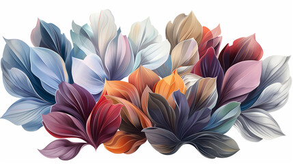 A beautifully detailed painting of a floral bouquet, showcasing a diverse array of flower petals against a transparent background.