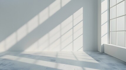 白い壁に窓からの柔らかな影と光のイメージ