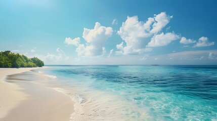 Obraz premium 白い砂浜と美しい晴れた南国の風景