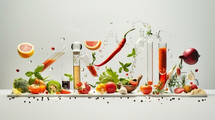Science of Food: A mouth-watering image showcasing the chemistry and biology behind cooking and gastronomy. 