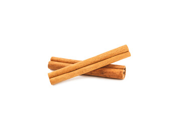 Cinnamon sticks isolated on white background. Cinnamon roll. Spicy spice for baking, desserts and drinks. Fragrant ground cinnamon.