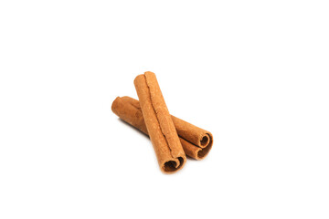 Cinnamon sticks isolated on white background. Cinnamon roll. Spicy spice for baking, desserts and drinks. Fragrant ground cinnamon.