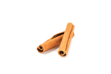 Cinnamon sticks isolated on white background. Cinnamon roll. Spicy spice for baking, desserts and drinks. Fragrant ground cinnamon.