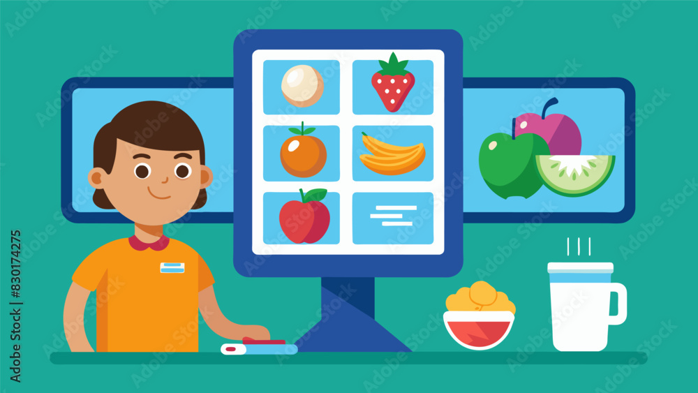 Poster interactive displays where students can match healthy snacks with their corresponding food groups.. 