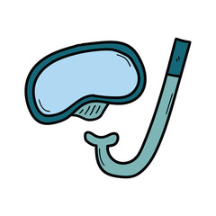 Hand drawn doodle diving mask on white background.
