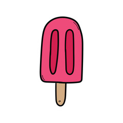 Hand drawn doodle ice cream stick on white background.
