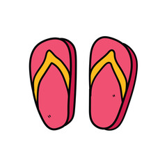 Hand drawn doodle flip-flops on white background.