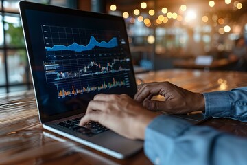 Person analyzing laptop chart