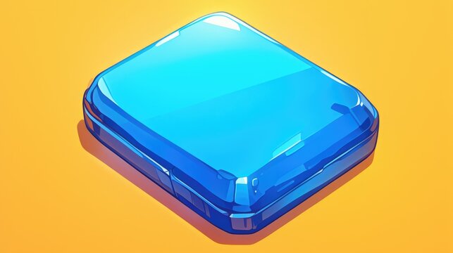 A fun cartoon rendition of a blue rectangle button icon designed specifically for web use