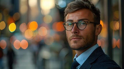 Fototapeta premium young male professional portrait, the businessman's ambition evident in his determined expression