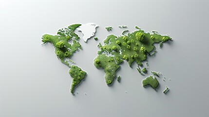 Minimalist World Map with Green Forests
Description: A simple world map depicting continents with dense green forests, symbolizing a focus on nature and environmental preservation.