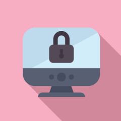 Minimalistic illustration of a computer monitor with a padlock, symbolizing cybersecurity