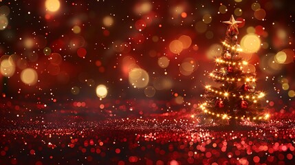 Naklejka premium a Christmas tree with lights on it in a dark room