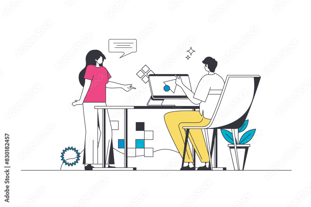 Aufkleber best feedback outline web concept in modern flat line design. clients leaving comments with satisfac