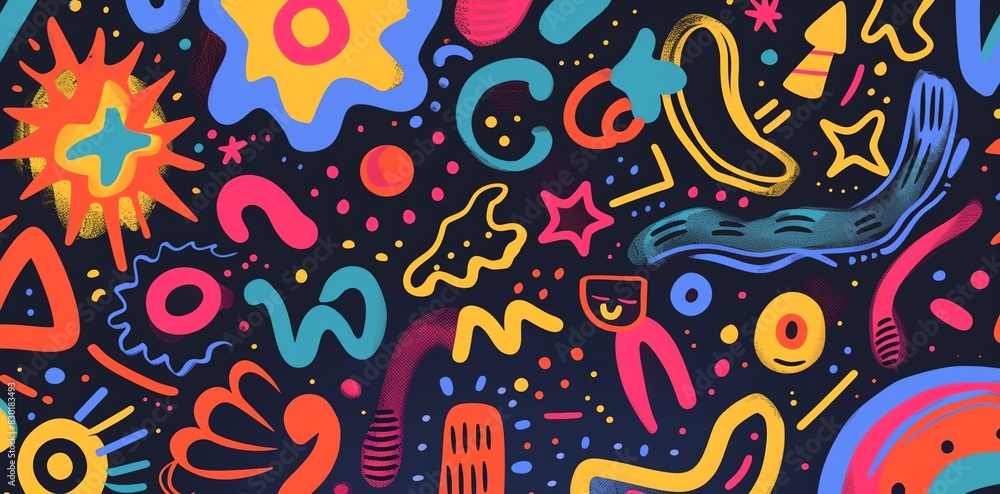 Poster a colorful background with a lot of different shapes