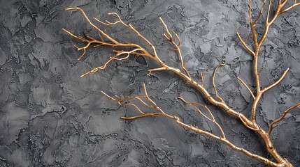 Obraz premium Old wooden branches on the background of a plastered wall, crystal.