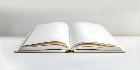 Obraz premium Minimalist Hardcover Book Mockup on White Background. Concept Book Mockup, Minimalist Design, Hardcover, White Background