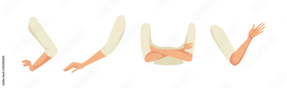 Aufkleber woman arm and hand gesture as character constructor with separated body part vector set