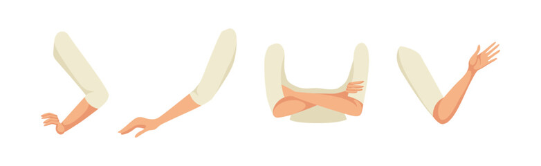 Woman Arm and Hand Gesture as Character Constructor with Separated Body Part Vector Set