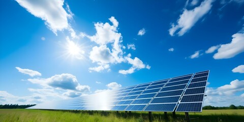 Efficiently Harnessing Sunlight: High-Quality Solar Panels for Clean, Renewable Electricity. Concept Solar Energy, Sustainable Power, Renewable Technology, Photovoltaic Panels, Clean Electricity