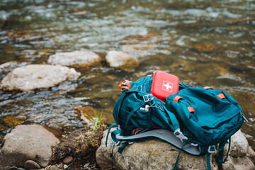 Stay safe in the outdoors with the River backpack, equipped with a first aid kit for hiking,...