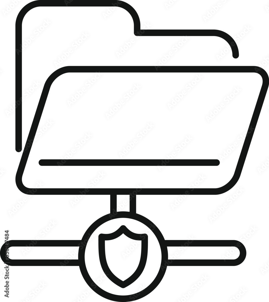 Canvas Prints minimalistic vector illustration of network security icon design with line art. folder. shield. and 