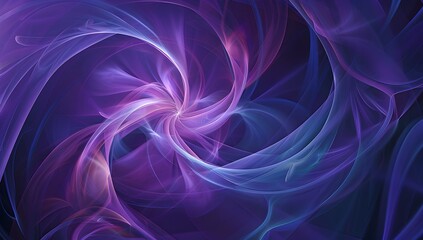 Abstract purple and blue background with swirling ribbons forming circular shapes in the style of unknown artist
