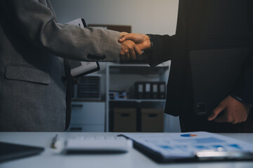 Business handshake for teamwork of business merger and acquisition,successful negotiate,hand...