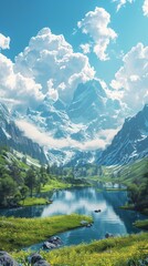 Fototapeta premium Mountainous Lake Vista