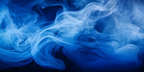 Obraz premium Creating a Chaotic and Disorienting Atmosphere with Billowing Blue and White Smoke. Concept Chaotic Atmosphere, Disorienting Effect, Billowing Smoke, Blue Smoke, White Smoke