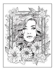 Frame in a women Coloring Pages for Adults