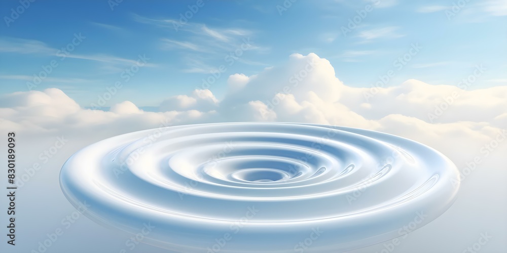 Aufkleber spiraling staircase mockup floating in clouds: a representation of disorientation and potential. con