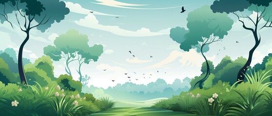 Fototapeta premium Minimalist path through dense greenery, art, clean lines, pastel colors 8K , high-resolution, ultra HD,up32K HD