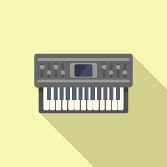 Modern flat design of electronic synthesizer keyboard with shadow, isolated on a pastel background