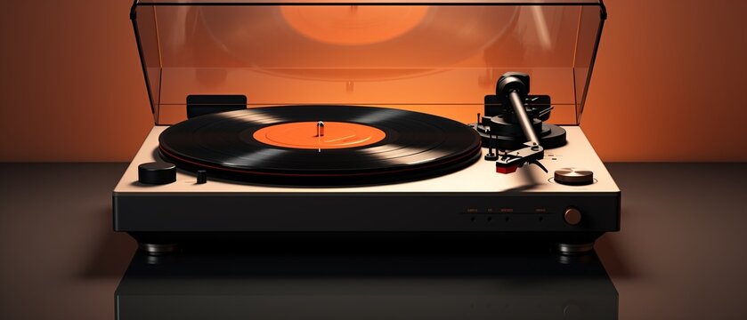 Modern minimalist turntable with a sleek design, digital rendering, monochromatic color scheme 8K , high-resolution, ultra HD,up32K HD