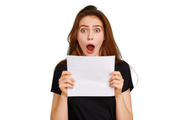 female student was startled by the blank white letter she had just read on a transparent background