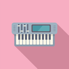 Vector graphic of a modern synthesizer on a pink background, ideal for musicrelated designs