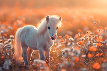 Cute little pony on the field