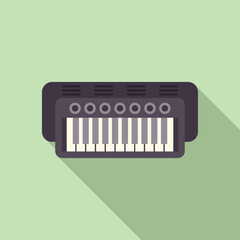 Flat design illustration of a classic synthesizer, ideal for musicthemed graphics