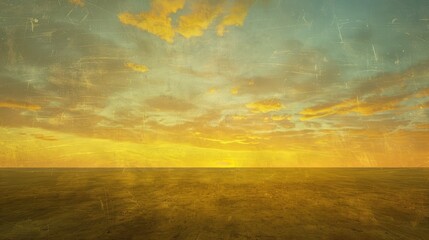 Obraz premium The horizon is painted with golden shades as the sun descends serenely