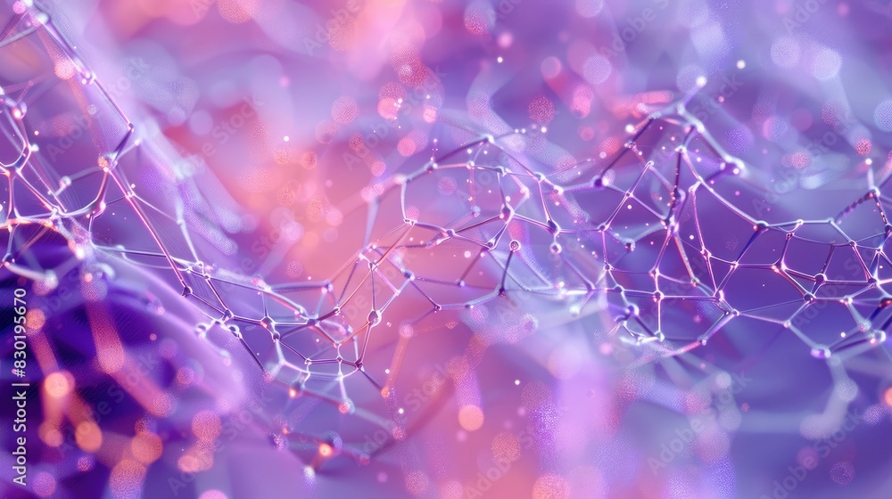 Poster rendering of a network surface against an abstract background