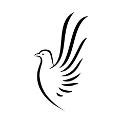 bird or phonix or eagle line vector logo