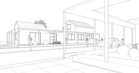  traditional residential house 3d rendering