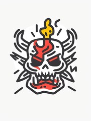 A skull with a red flame on it