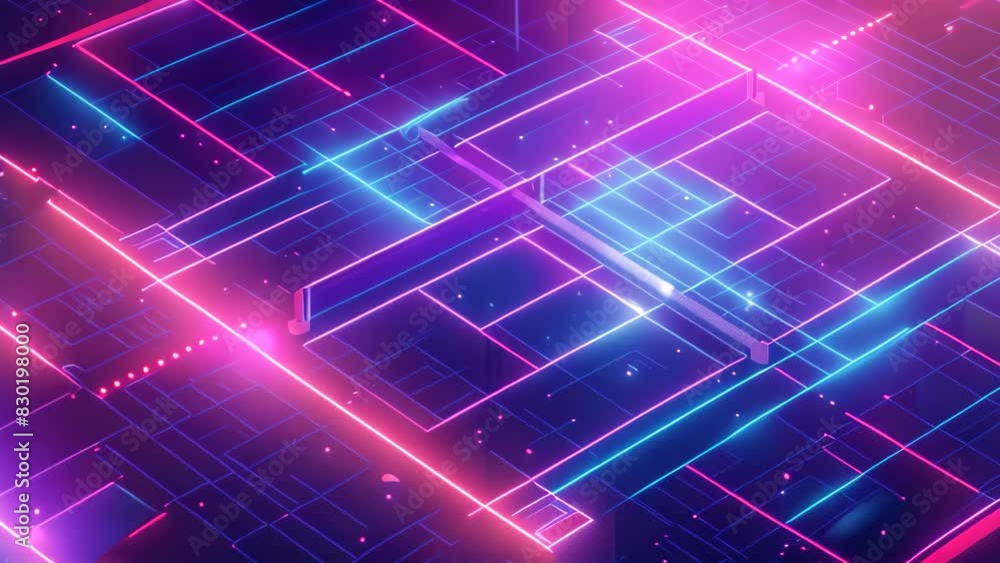 Poster high-tech pink and blue abstract background with intersecting lines creating a dynamic visual effect
