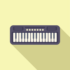 Flat design vector of a stylized electronic keyboard with shadow, ideal for musicrelated graphics