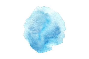 Sky Blue Circle Brush Stroke, Watercolor. Isolated on White Background and Transparent PNG.