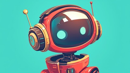 The cartoon robot icon is both fun and vibrant