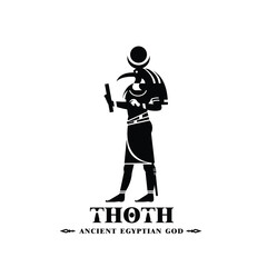Ancient egyptian god thoth silhouette. king of middle east wisdom with crown and scepter